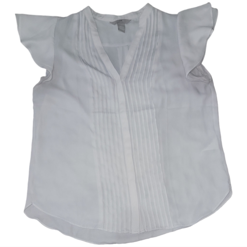 H&M light grayish blouse with ruffle short sleeves size Medium